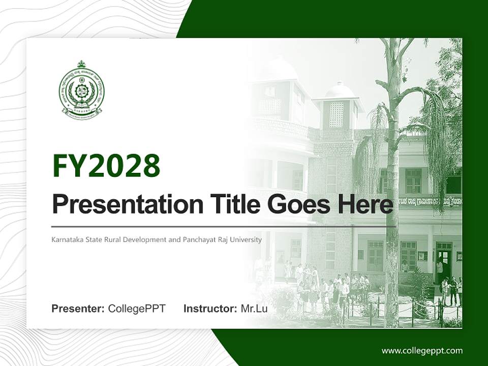 Karnataka State Rural Development and Panchayat Raj University Academic Presentation/Research Findings Report PPT Template4:3 ratio PPT effect preview image5