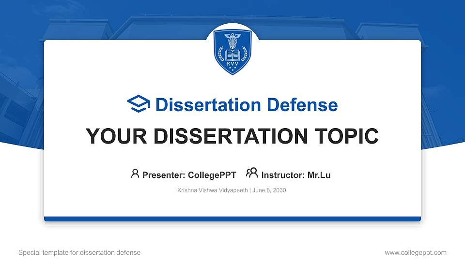 Krishna Vishwa Vidyapeeth Graduation Thesis Defense PPT Template16:9 ratio PPT effect preview image