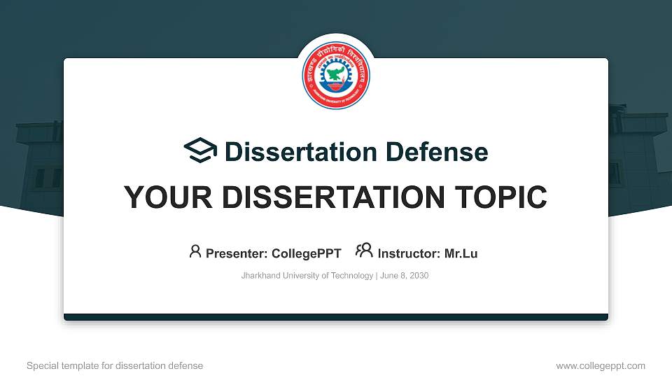 Jharkhand University of Technology Graduation Thesis Defense PPT Template16:9 ratio PPT effect preview image