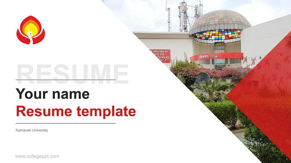 Karnavati University Resume PPT Template16:9 ratio PPT effect preview image