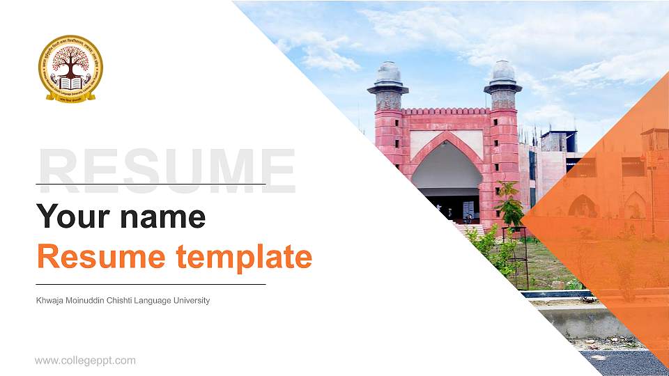 Khwaja Moinuddin Chishti Language University Resume PPT Template16:9 ratio PPT effect preview image