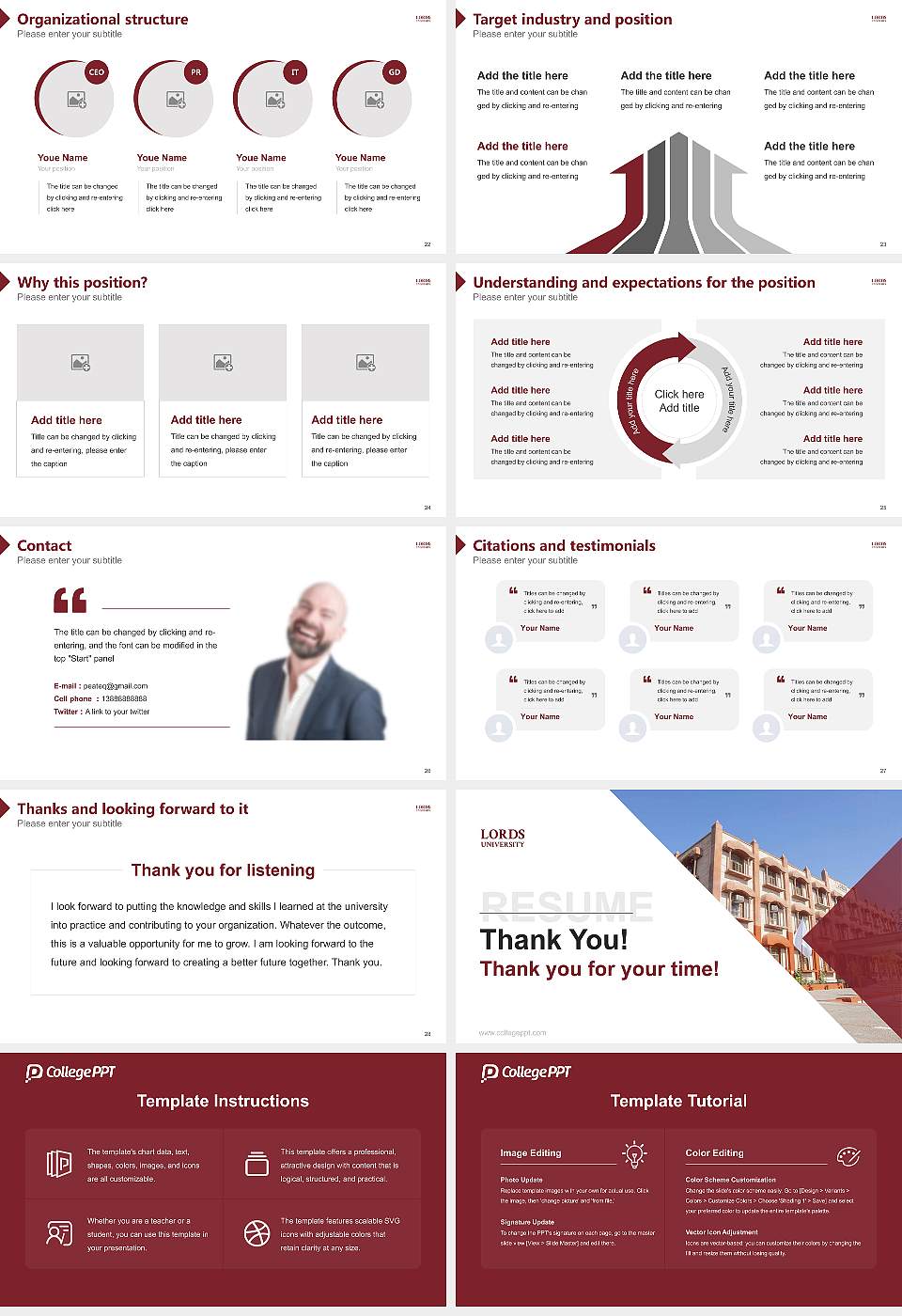 Lords University Resume PPT Template16:9 ratio PPT effect preview image4