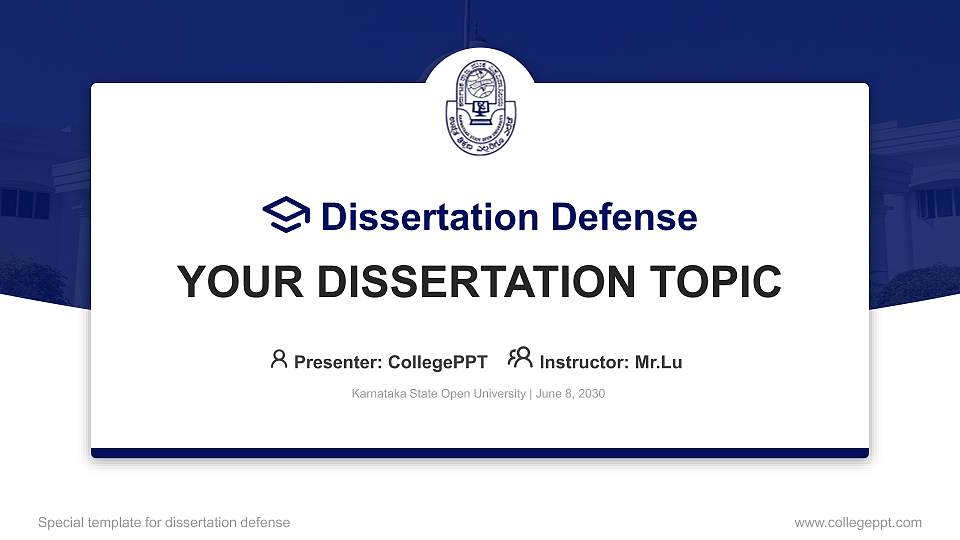 Karnataka State Open University Graduation Thesis Defense PPT Template16:9 ratio PPT effect preview image