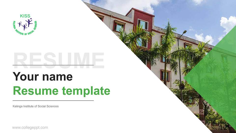 Kalinga Institute of Social Sciences Resume PPT Template16:9 ratio PPT effect preview image