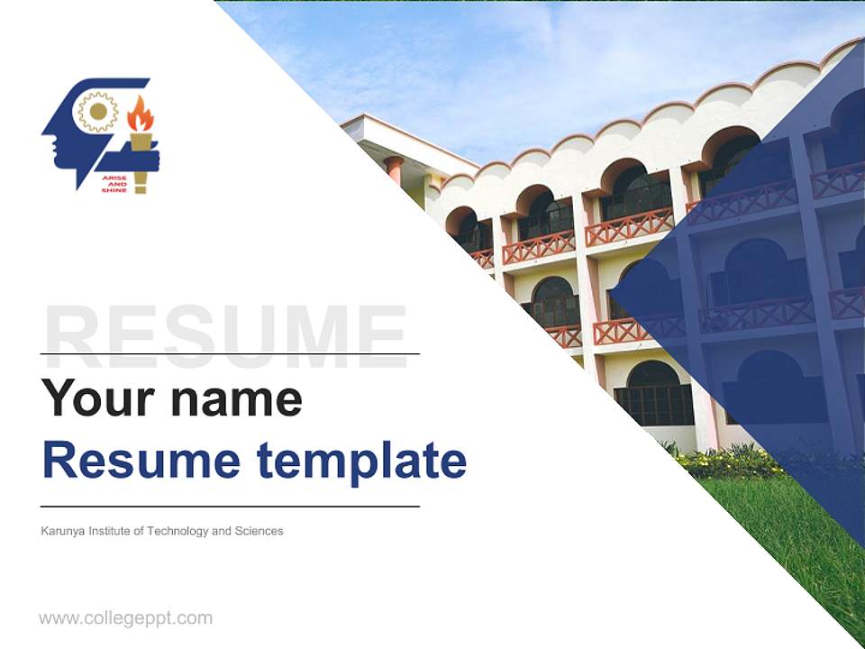 Karunya Institute of Technology and Sciences Resume PPT Template4:3 ratio PPT effect preview image5