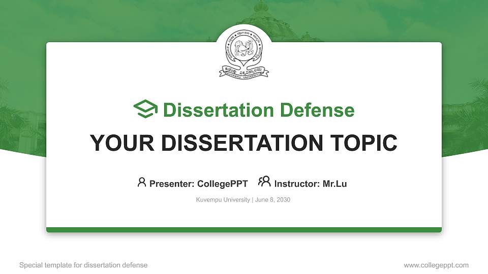 Kuvempu University Graduation Thesis Defense PPT Template16:9 ratio PPT effect preview image