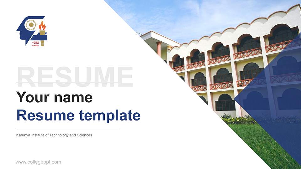 Karunya Institute of Technology and Sciences Resume PPT Template16:9 ratio PPT effect preview image