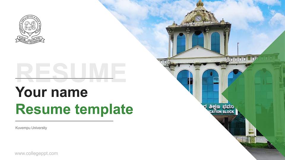 Kuvempu University Resume PPT Template16:9 ratio PPT effect preview image