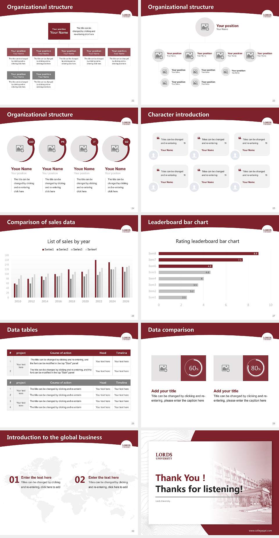 Lords University Academic Presentation/Research Findings Report PPT Template4:3 ratio PPT effect preview image4