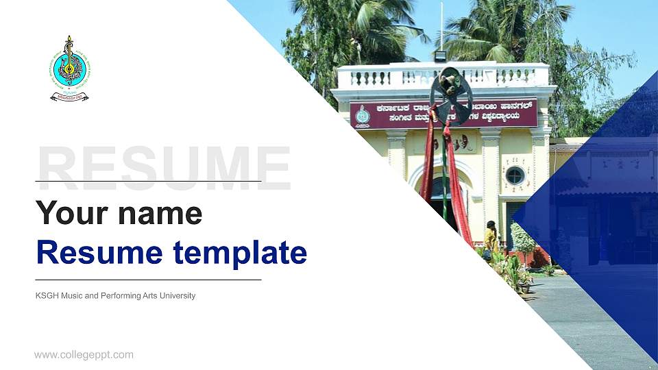 KSGH Music and Performing Arts University Resume PPT Template16:9 ratio PPT effect preview image