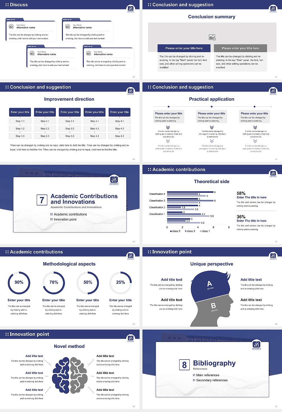 JIS University Graduation Thesis Defense PPT Template16:9 ratio PPT effect preview image6