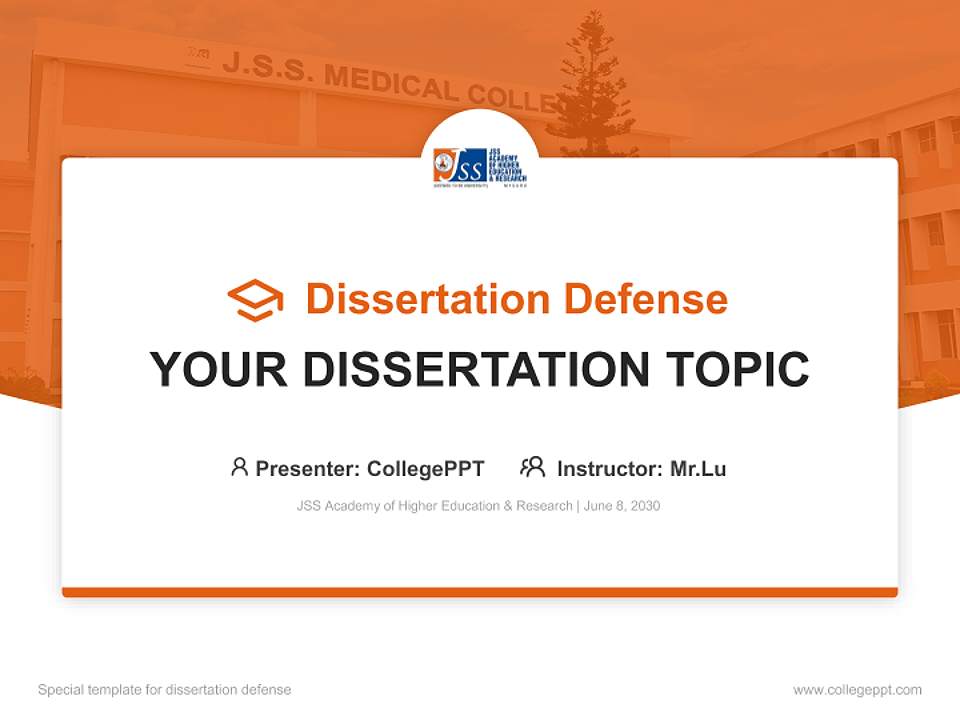 JSS Academy of Higher Education & Research Graduation Thesis Defense PPT Template4:3 ratio PPT effect preview image7