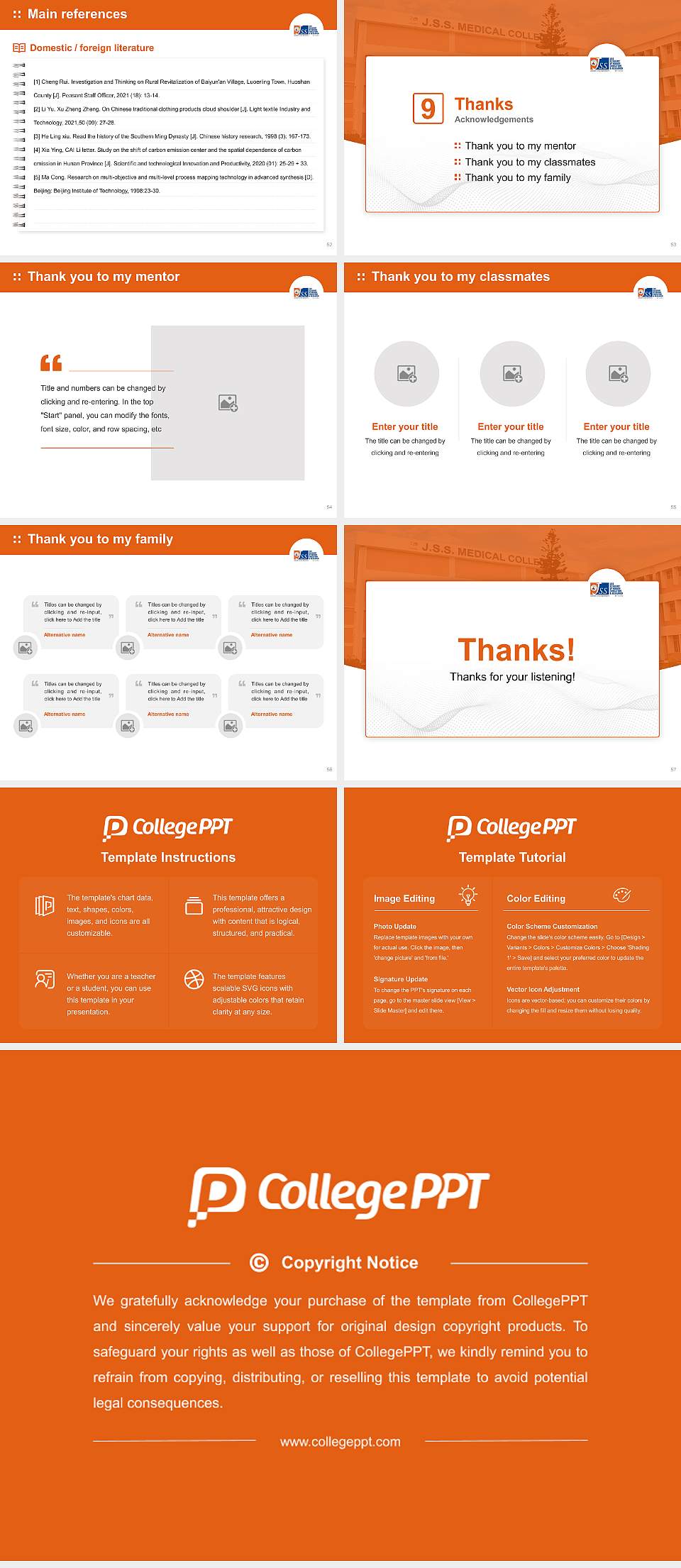 JSS Academy of Higher Education & Research Graduation Thesis Defense PPT Template4:3 ratio PPT effect preview image7