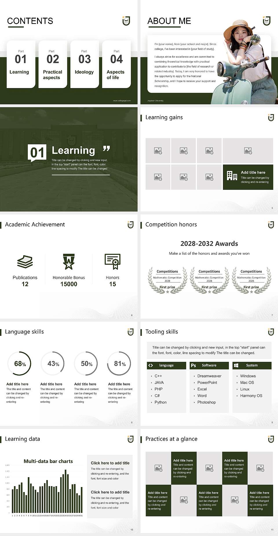 Jeppiaar University National Scholarship Defense PPT Template4:3 ratio PPT effect preview image2