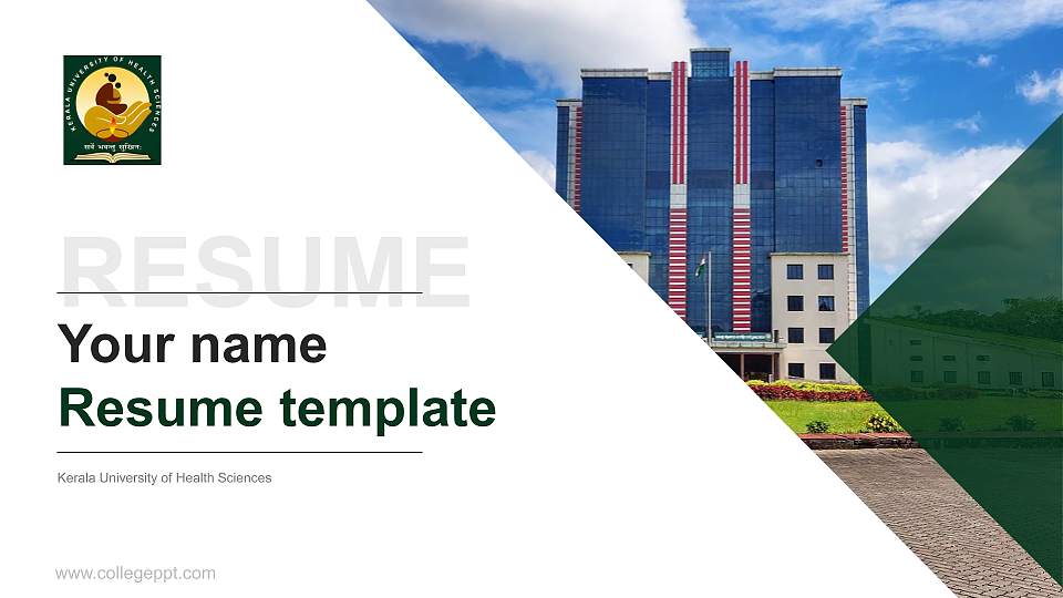 Kerala University of Health Sciences Resume PPT Template16:9 ratio PPT effect preview image