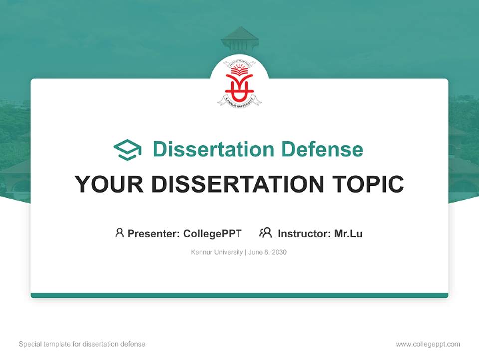 Kannur University Graduation Thesis Defense PPT Template4:3 ratio PPT effect preview image7