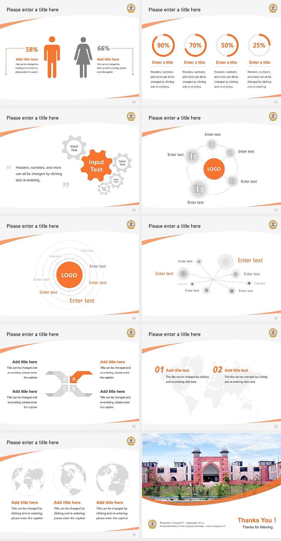 Khwaja Moinuddin Chishti Language University Course/Courseware Creation PPT Template4:3 ratio PPT effect preview image4