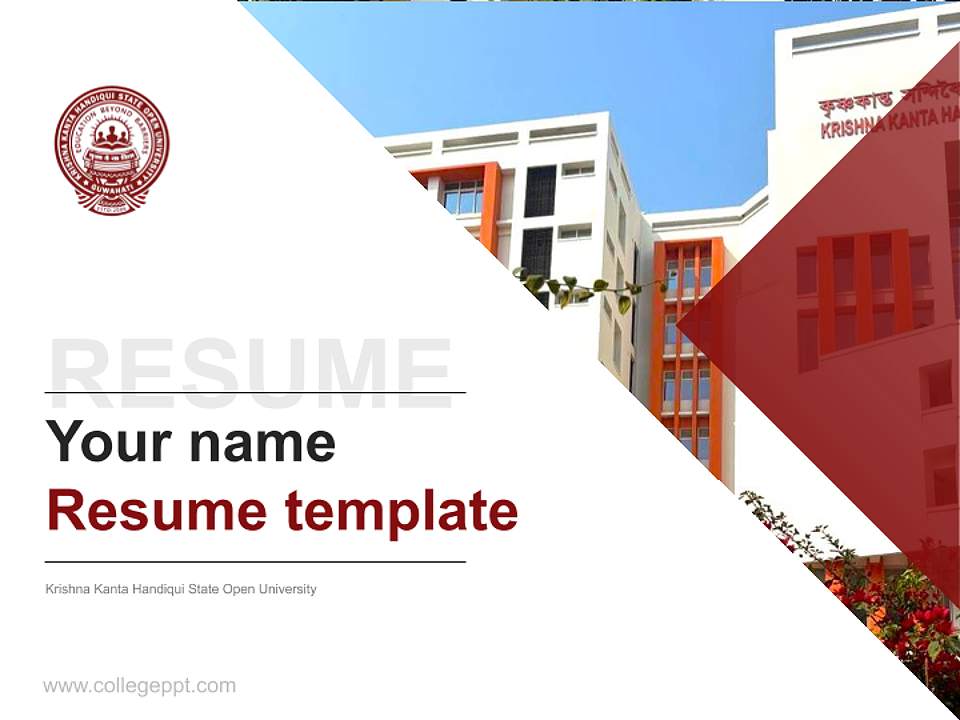 Krishna Kanta Handiqui State Open University Resume PPT Template4:3 ratio PPT effect preview image5