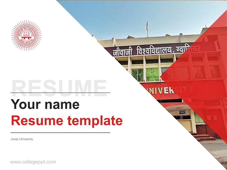 Jiwaji University Resume PPT Template4:3 ratio PPT effect preview image5
