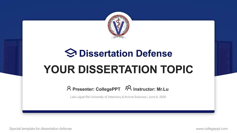 Lala Lajpat Rai University of Veterinary & Animal Sciences Graduation Thesis Defense PPT Template16:9 ratio PPT effect preview image