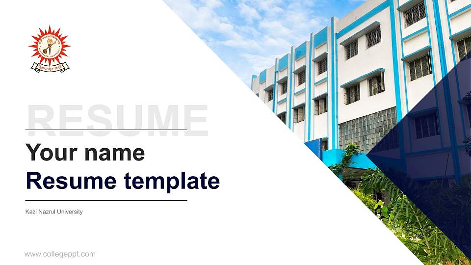 Kazi Nazrul University Resume PPT Template16:9 ratio PPT effect preview image
