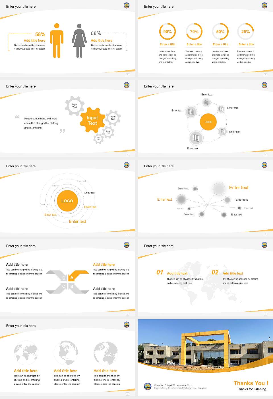 Krantiguru Shyamji Krishna Verma Kachchh University Course/Courseware Creation PPT Template16:9 ratio PPT effect preview image4