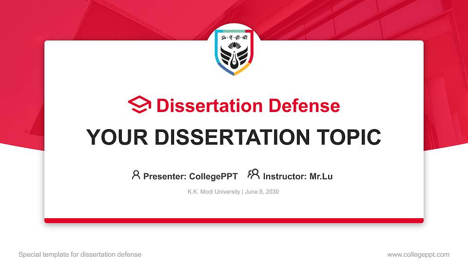 K.K. Modi University Graduation Thesis Defense PPT Template16:9 ratio PPT effect preview image