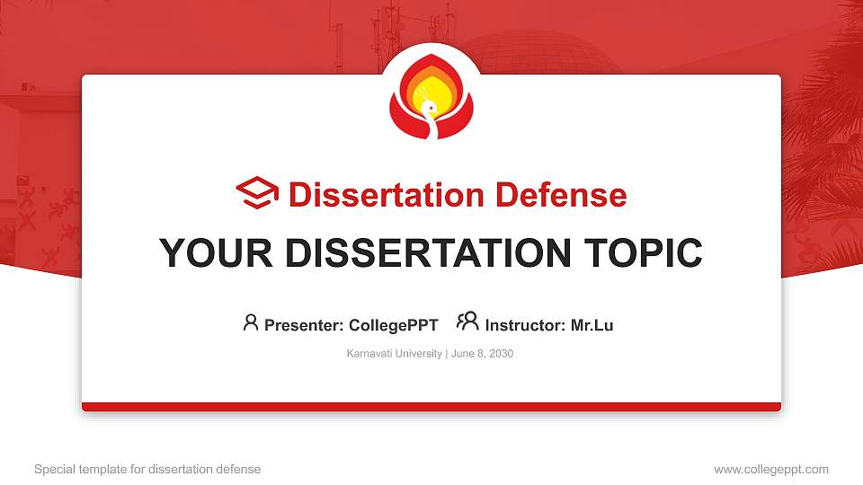 Karnavati University Graduation Thesis Defense PPT Template16:9 ratio PPT effect preview image