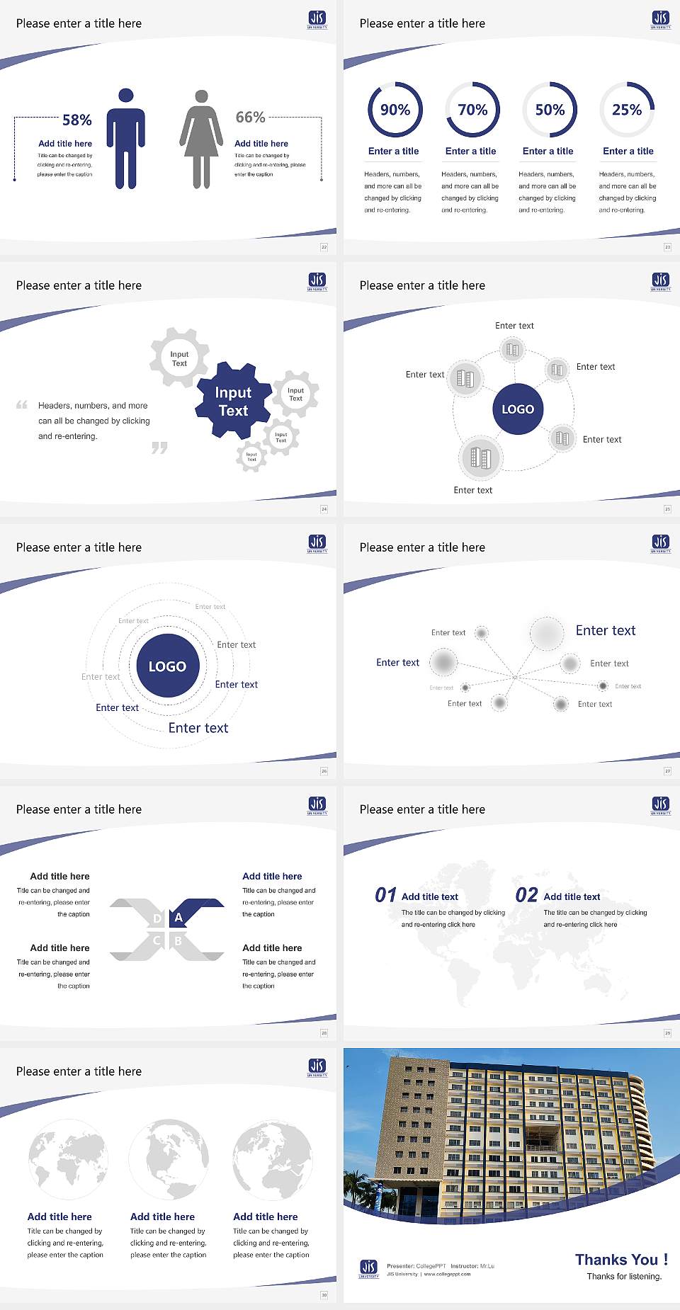 JIS University Course/Courseware Creation PPT Template4:3 ratio PPT effect preview image4