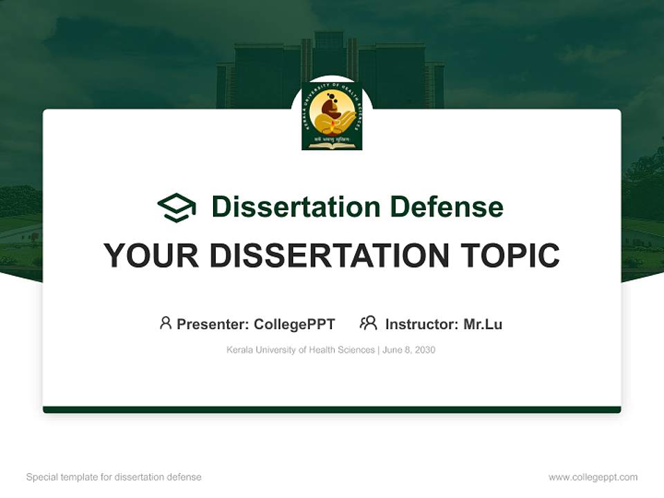 Kerala University of Health Sciences Graduation Thesis Defense PPT Template4:3 ratio PPT effect preview image7