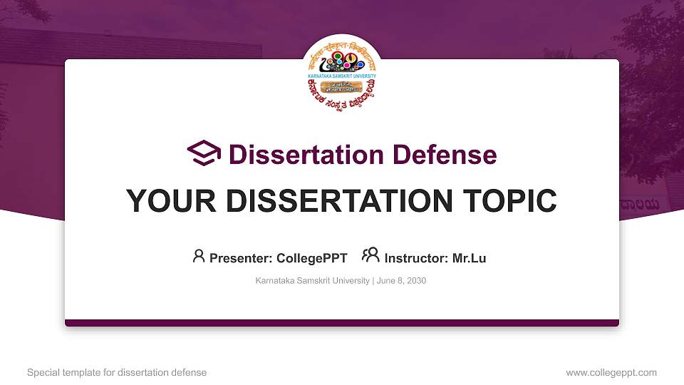 Karnataka Samskrit University Graduation Thesis Defense PPT Template16:9 ratio PPT effect preview image