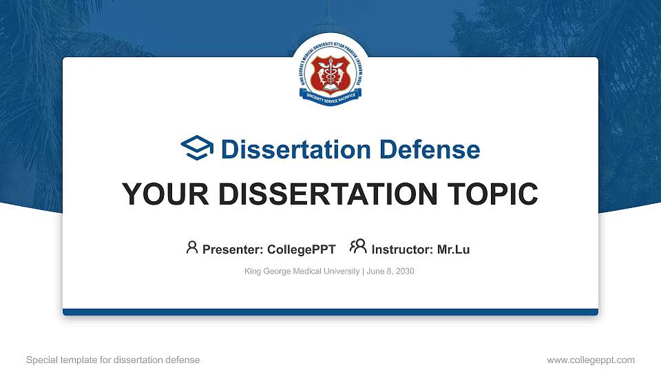 King George Medical University Graduation Thesis Defense PPT Template16:9 ratio PPT effect preview image