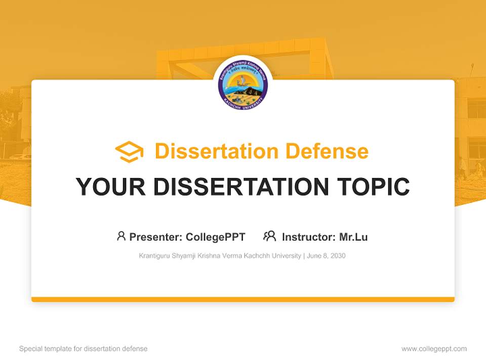 Krantiguru Shyamji Krishna Verma Kachchh University Graduation Thesis Defense PPT Template4:3 ratio PPT effect preview image7