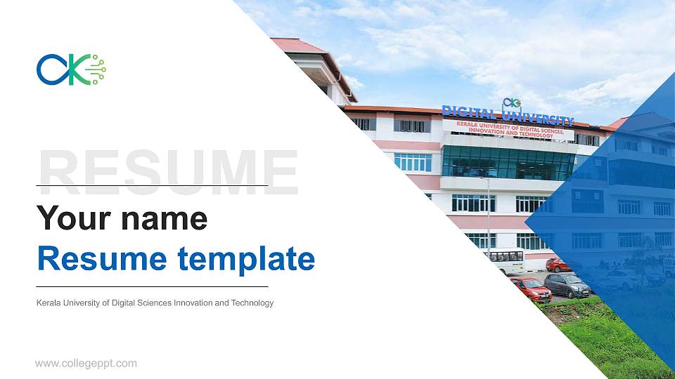 Kerala University of Digital Sciences Innovation and Technology Resume PPT Template16:9 ratio PPT effect preview image