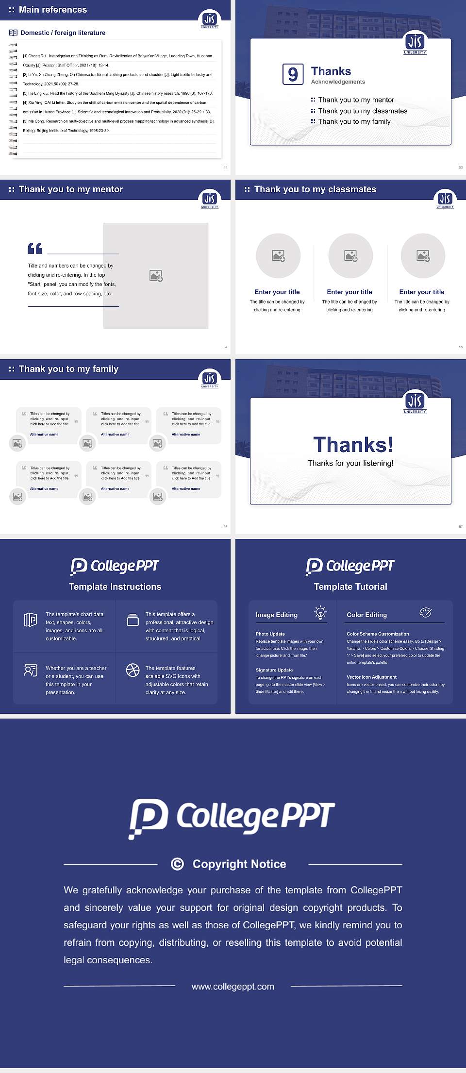 JIS University Graduation Thesis Defense PPT Template4:3 ratio PPT effect preview image7