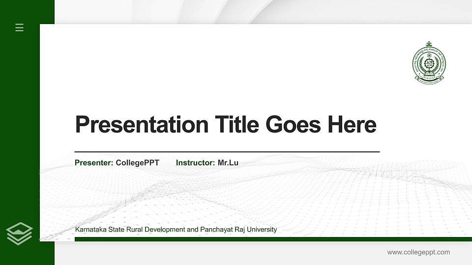 Karnataka State Rural Development and Panchayat Raj University Thesis Proposal/Graduation Defense PPT Template16:9 ratio PPT effect preview image