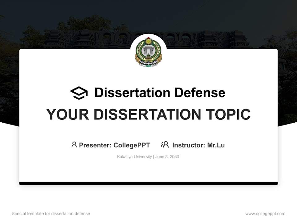 Kakatiya University Graduation Thesis Defense PPT Template4:3 ratio PPT effect preview image7