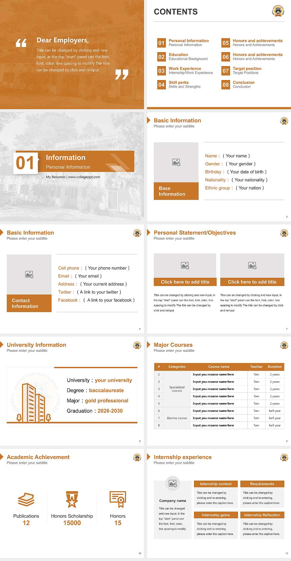Jharkhand Raksha Shakti University Resume PPT Template4:3 ratio PPT effect preview image2