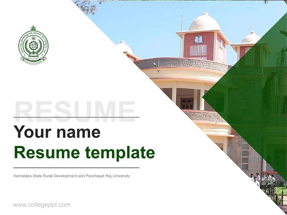 Karnataka State Rural Development and Panchayat Raj University Resume PPT Template4:3 ratio PPT effect preview image5