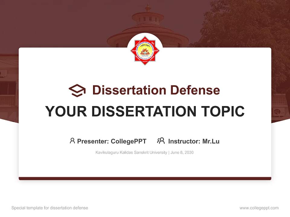 Kavikulaguru Kalidas Sanskrit University Graduation Thesis Defense PPT Template4:3 ratio PPT effect preview image7