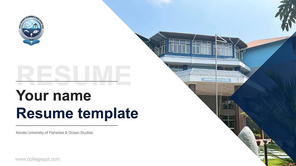 Kerala University of Fisheries & Ocean Studies Resume PPT Template16:9 ratio PPT effect preview image