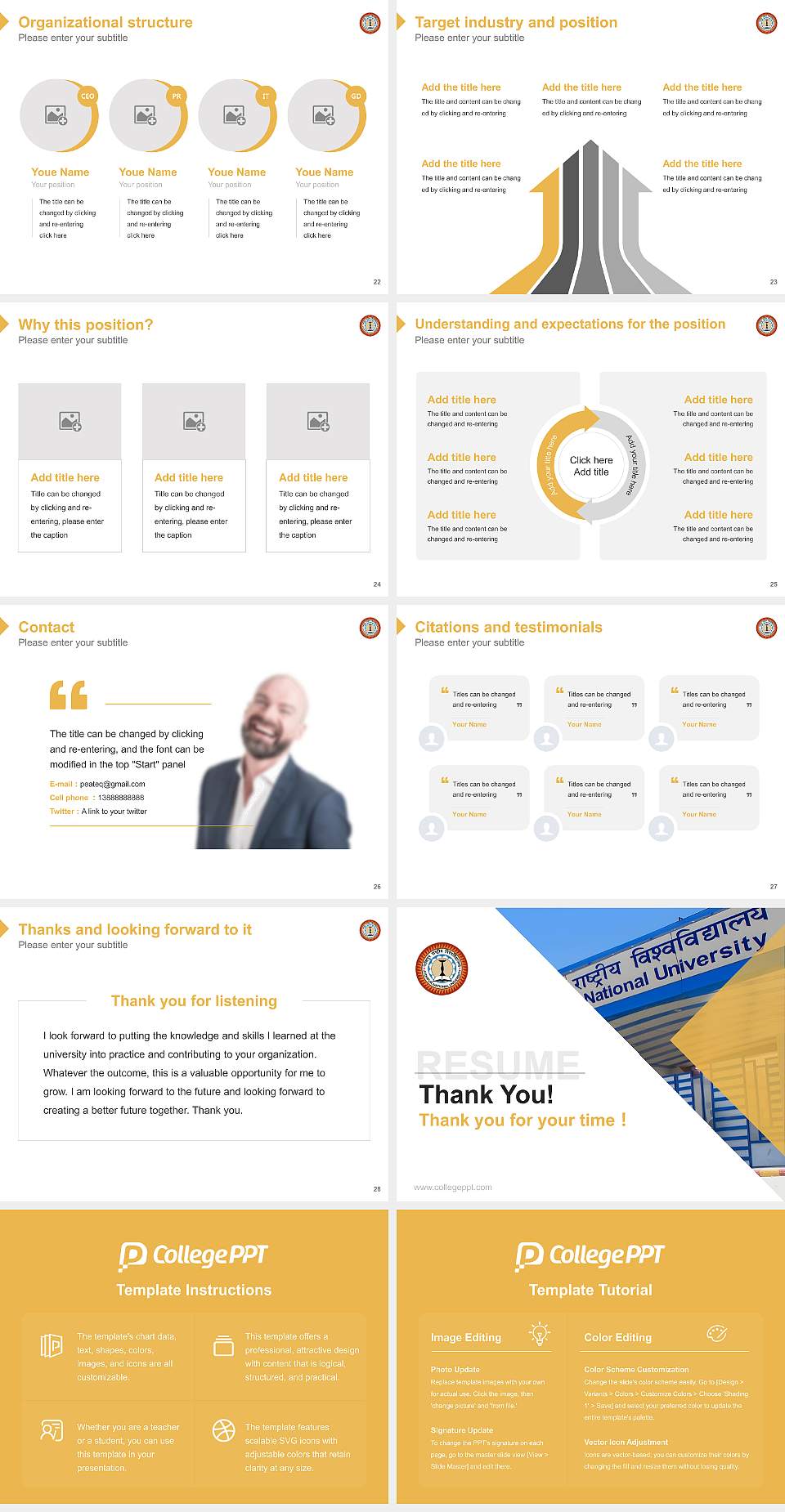 Jodhpur National University Resume PPT Template4:3 ratio PPT effect preview image4