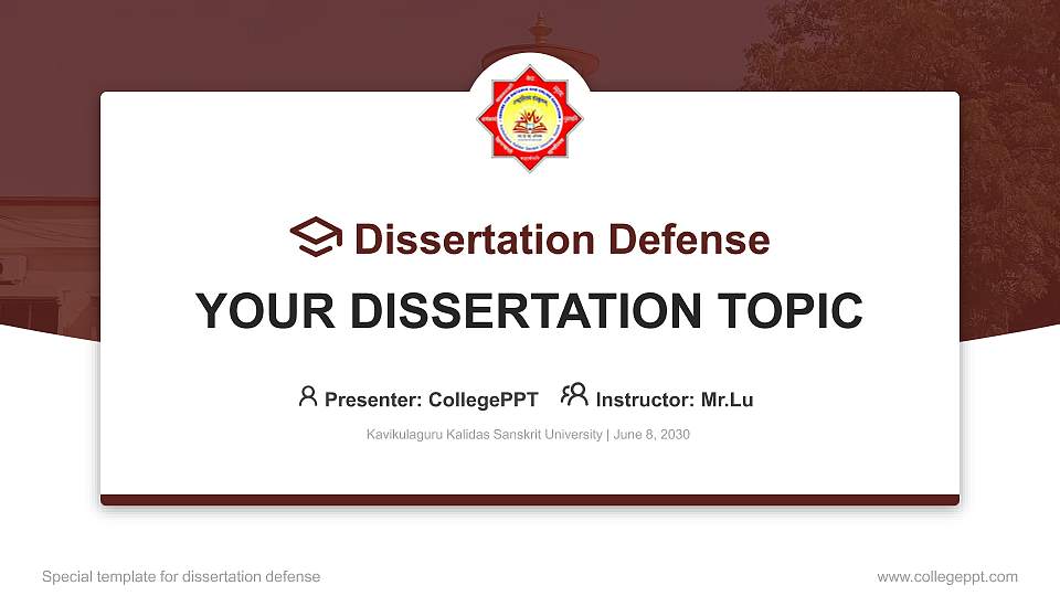 Kavikulaguru Kalidas Sanskrit University Graduation Thesis Defense PPT Template16:9 ratio PPT effect preview image