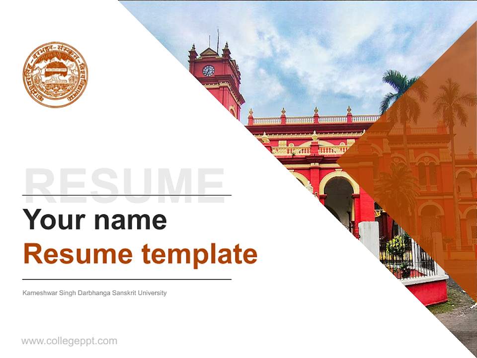 Kameshwar Singh Darbhanga Sanskrit University Resume PPT Template4:3 ratio PPT effect preview image5