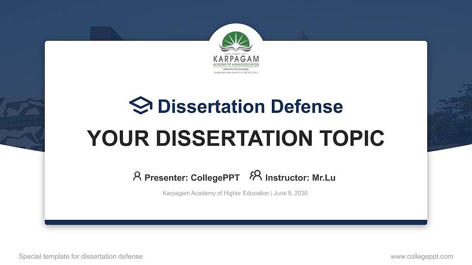 Karpagam Academy of Higher Education Graduation Thesis Defense PPT Template16:9 ratio PPT effect preview image