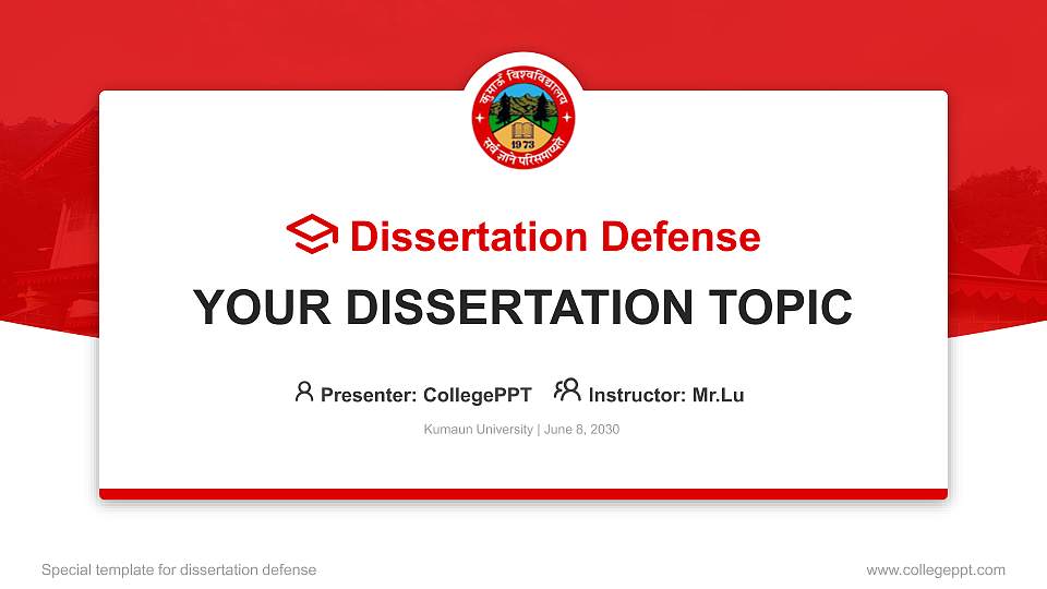 Kumaun University Graduation Thesis Defense PPT Template16:9 ratio PPT effect preview image