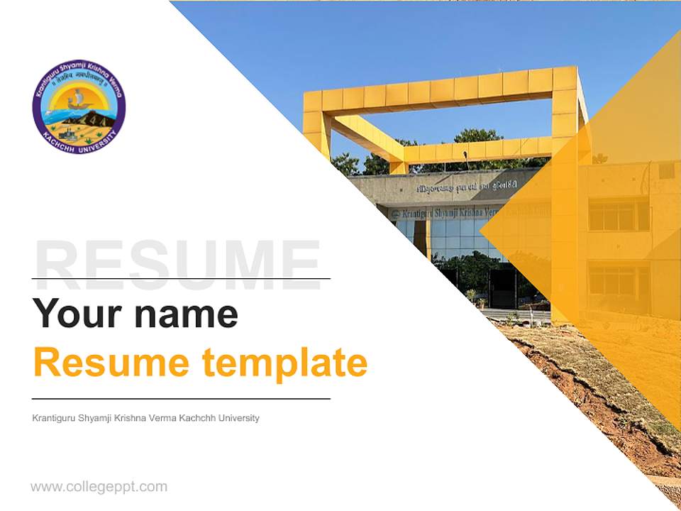 Krantiguru Shyamji Krishna Verma Kachchh University Resume PPT Template4:3 ratio PPT effect preview image5