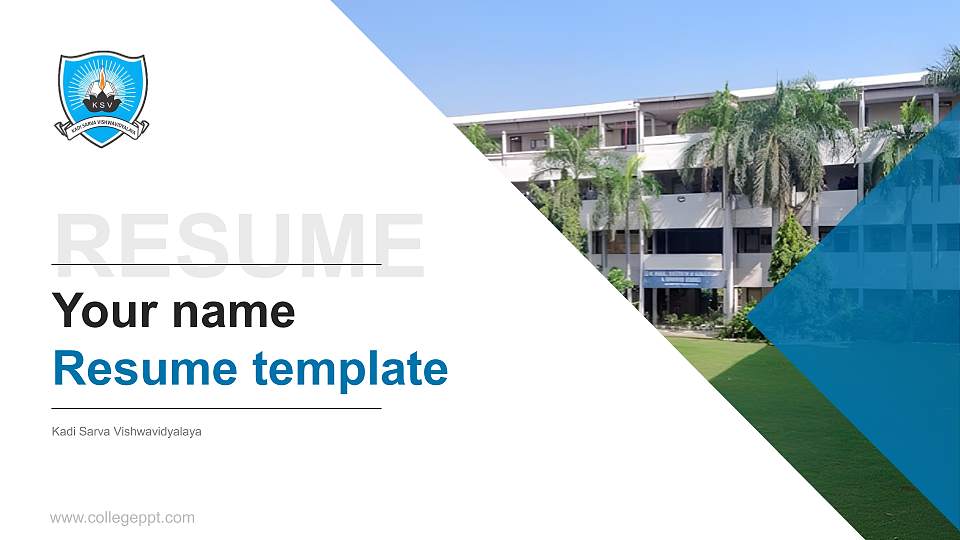 Kadi Sarva Vishwavidyalaya Resume PPT Template16:9 ratio PPT effect preview image