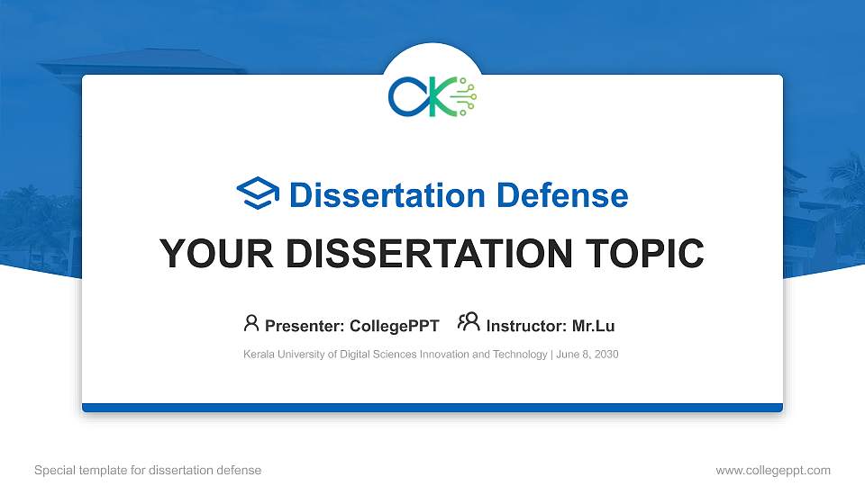 Kerala University of Digital Sciences Innovation and Technology Graduation Thesis Defense PPT Template16:9 ratio PPT effect preview image