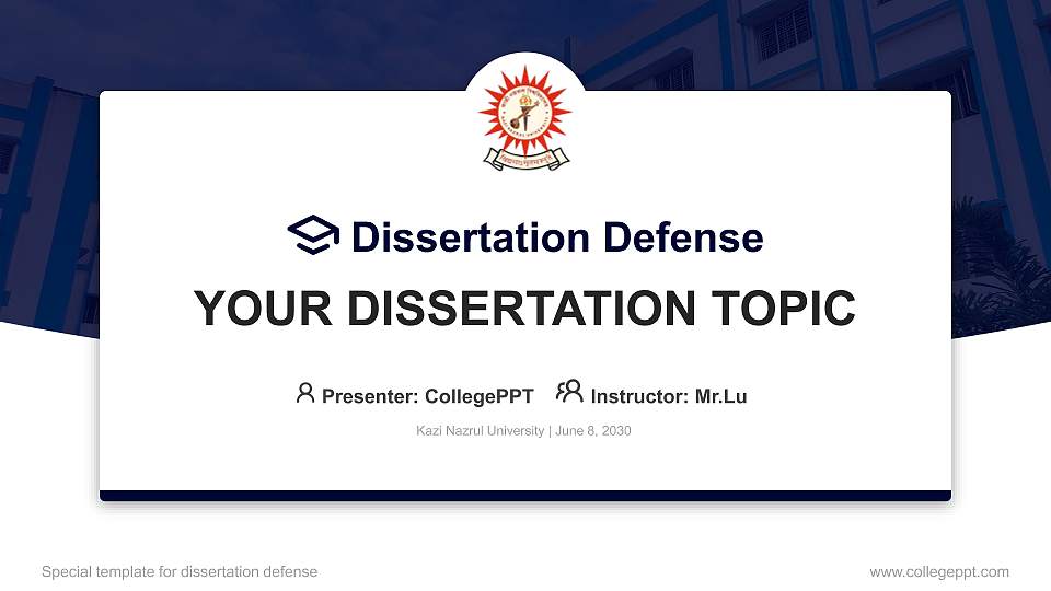 Kazi Nazrul University Graduation Thesis Defense PPT Template16:9 ratio PPT effect preview image